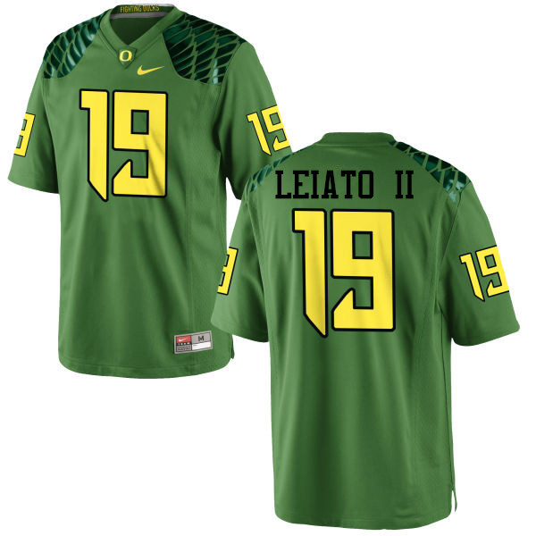 Men #19 Fotu T. Leiato II Oregon Ducks College Football Jerseys-Apple Green